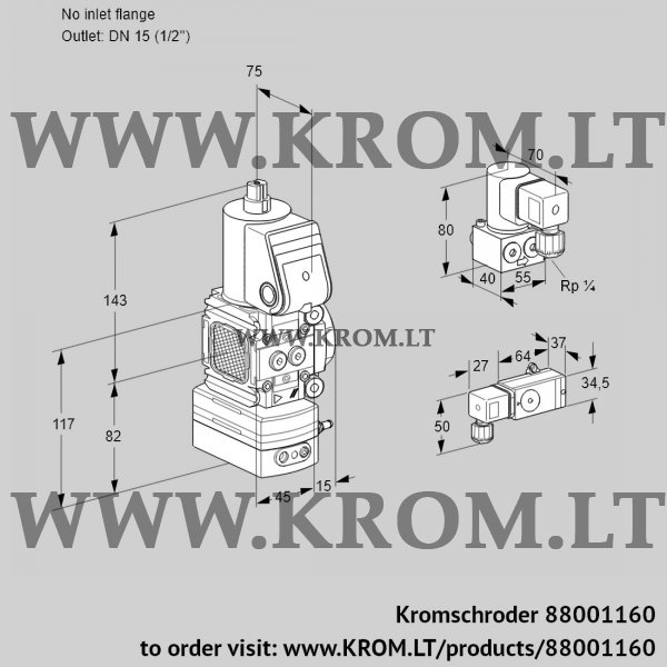 Kromschroder VAD 1-/15R/NW-100B, 88001160 pressure regulator, 88001160