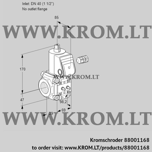 Kromschroder VAS 240/-R/NQ, 88001168 gas solenoid valve, 88001168