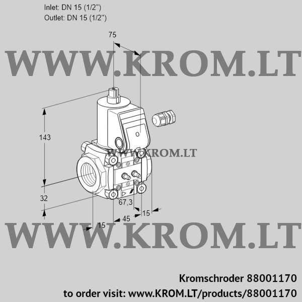 Kromschroder VAS 115R/NQ, 88001170 gas solenoid valve, 88001170