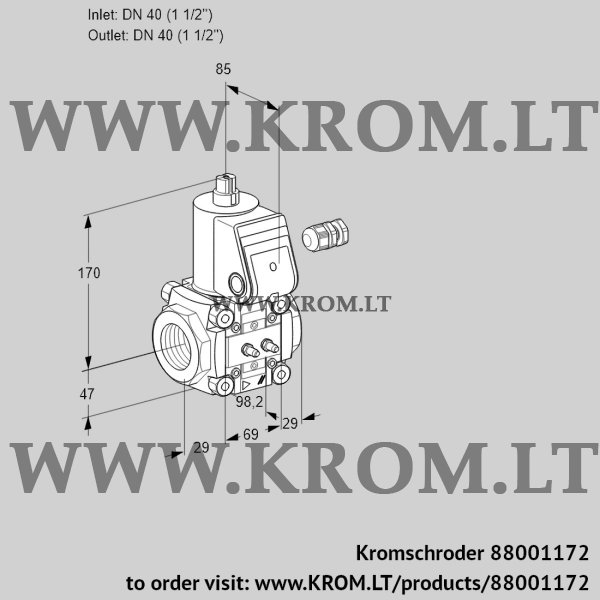 Kromschroder VAS 240R/NQ, 88001172 gas solenoid valve, 88001172