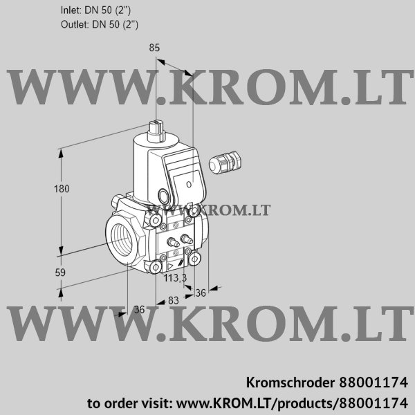 Kromschroder VAS 350R/NQ, 88001174 gas solenoid valve, 88001174