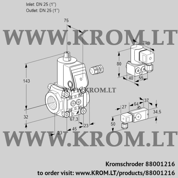 Kromschroder VAS 125R/NK, 88001216 gas solenoid valve, 88001216