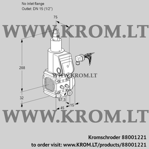 Kromschroder VAS 1-/15R/LW, 88001221 gas solenoid valve, 88001221