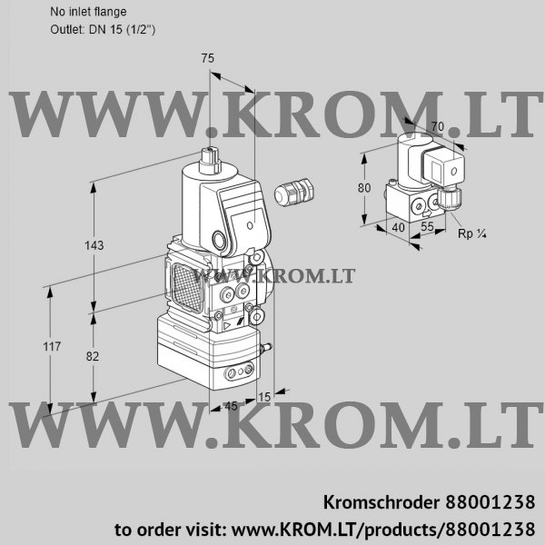 Kromschroder VAD 1-/15R/NW-100B, 88001238 pressure regulator, 88001238