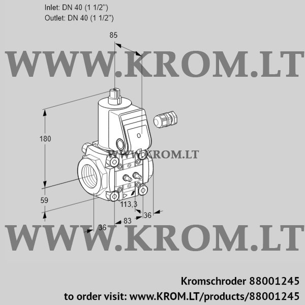 Kromschroder VAS 340R/NW, 88001245 gas solenoid valve, 88001245