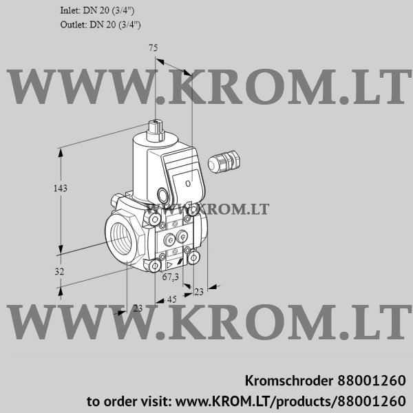 Kromschroder VAS 120R/NQ, 88001260 gas solenoid valve, 88001260