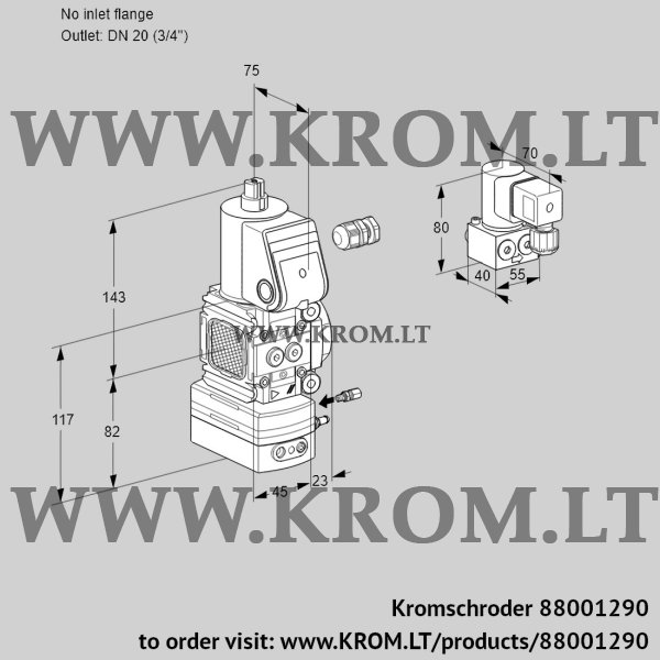 Kromschroder VAG 1-/20R/NWAE, 88001290 air/gas ratio control, 88001290