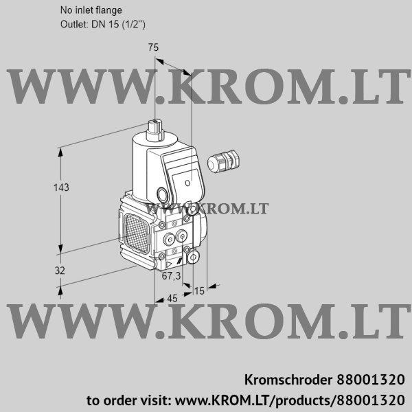 Kromschroder VAS 1-/15R/NW, 88001320 gas solenoid valve, 88001320