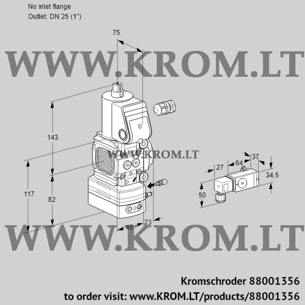 Kromschroder VAG 1-/25R/NQAE, 88001356 air/gas ratio control, 88001356