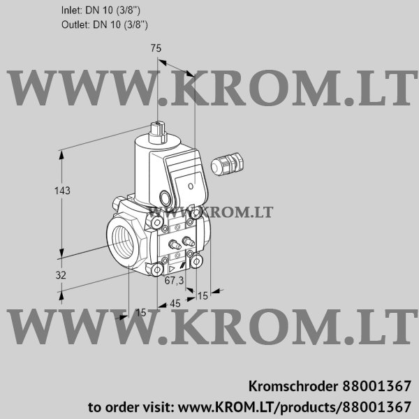 Kromschroder VAS 110R/NW, 88001367 gas solenoid valve, 88001367