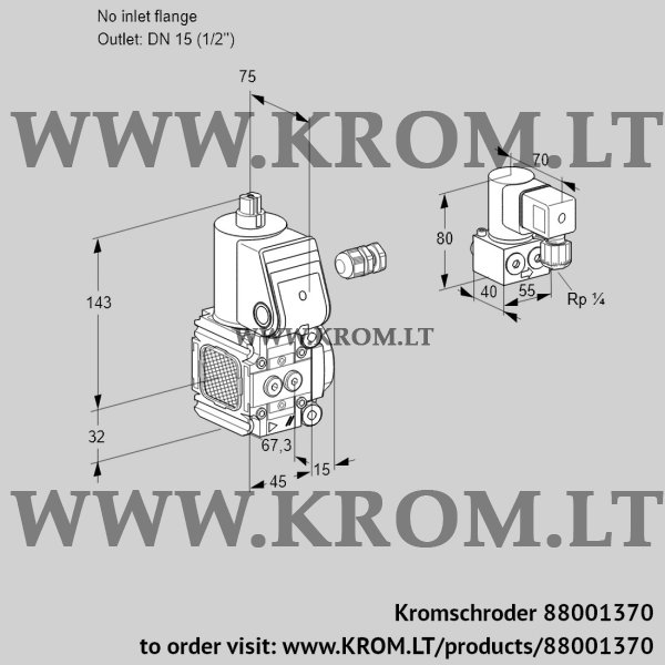 Kromschroder VAS 1-/15R/NW, 88001370 gas solenoid valve, 88001370