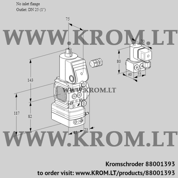 Kromschroder VAD 1-/25R/NW-50A, 88001393 pressure regulator, 88001393