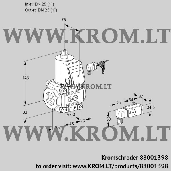 Kromschroder VAS 125R/NW, 88001398 gas solenoid valve, 88001398