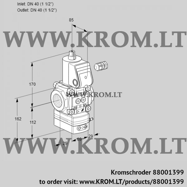 Kromschroder VAD 240R/NW-25A, 88001399 pressure regulator, 88001399