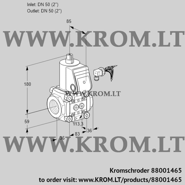 Kromschroder VAS 350R/NQ, 88001465 gas solenoid valve, 88001465