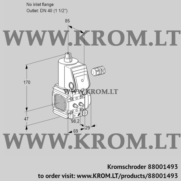 Kromschroder VAS 2-/40R/NW, 88001493 gas solenoid valve, 88001493