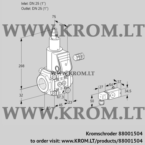 Kromschroder VAS 125R/LW, 88001504 gas solenoid valve, 88001504