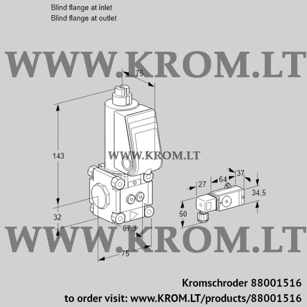 Kromschroder VAS 1-0/NW, 88001516 gas solenoid valve, 88001516