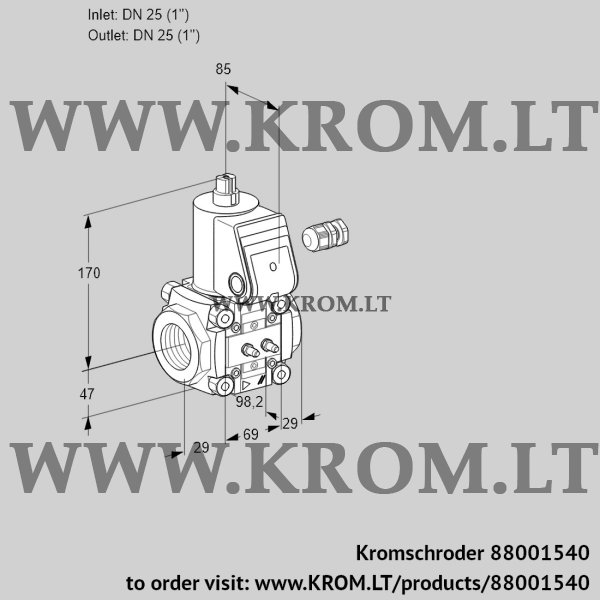 Kromschroder VAS 225R/NK, 88001540 gas solenoid valve, 88001540