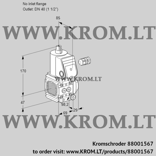 Kromschroder VAS 2-/40R/NW, 88001567 gas solenoid valve, 88001567