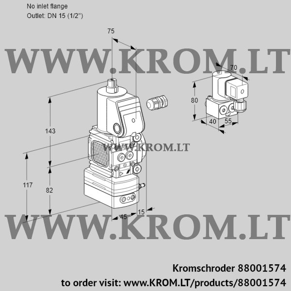 Kromschroder VAD 1-/15R/NW-25B, 88001574 pressure regulator, 88001574