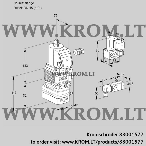 Kromschroder VAD 1-/15R/NW-25B, 88001577 pressure regulator, 88001577