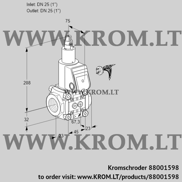 Kromschroder VAS 125R/LW, 88001598 gas solenoid valve, 88001598