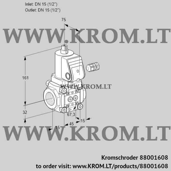 Kromschroder VAS 115R/NQGR, 88001608 gas solenoid valve, 88001608