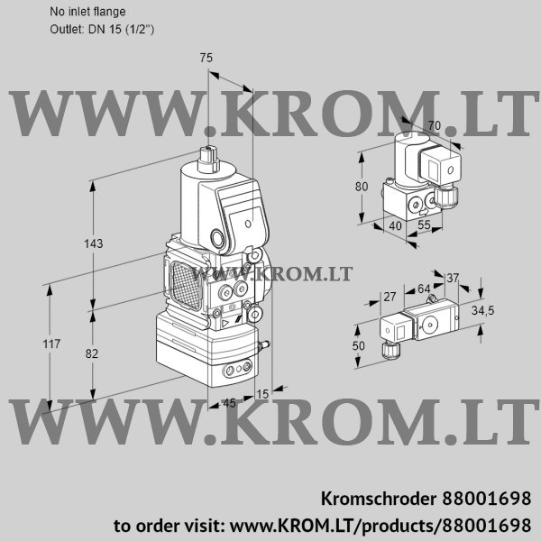 Kromschroder VAD 1-/15R/NW-25B, 88001698 pressure regulator, 88001698