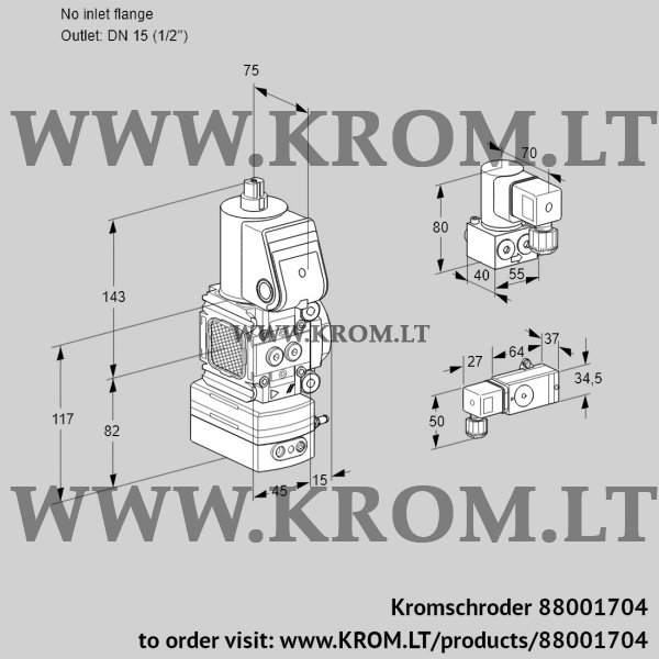 Kromschroder VAD 1-/15R/NW-25B, 88001704 pressure regulator, 88001704