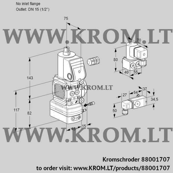 Kromschroder VAG 1-/15R/NWBE, 88001707 air/gas ratio control, 88001707