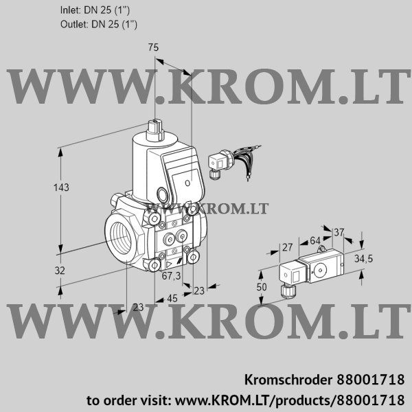 Kromschroder VAS 125R/NW, 88001718 gas solenoid valve, 88001718