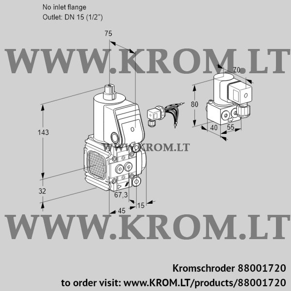 Kromschroder VAS 1-/15R/NW, 88001720 gas solenoid valve, 88001720