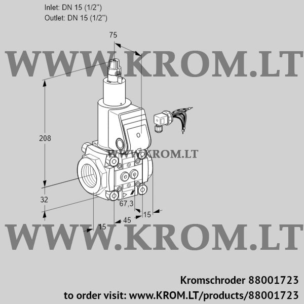 Kromschroder VAS 115R/LW, 88001723 gas solenoid valve, 88001723