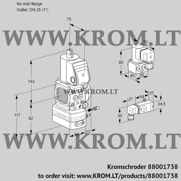 Kromschroder VAG 1-/25R/NWAE, 88001738 air/gas ratio control, 88001738