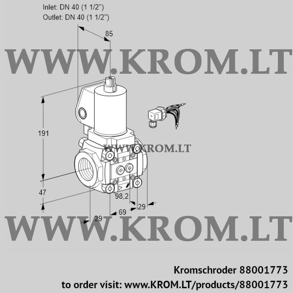 Kromschroder VAS 240R/NWGL, 88001773 gas solenoid valve, 88001773