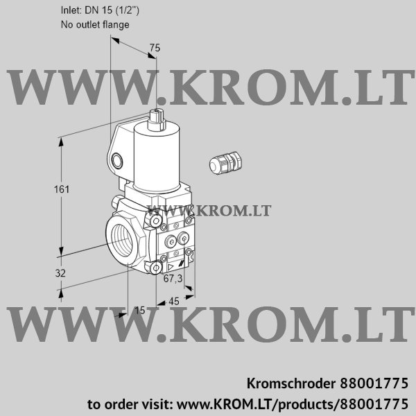 Kromschroder VAS 115/-R/NWGL, 88001775 gas solenoid valve, 88001775