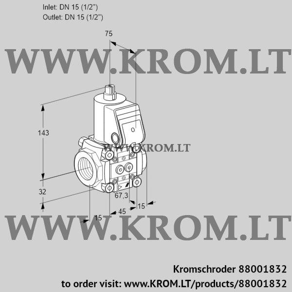 Kromschroder VAS 1T15N/NQ, 88001832 gas solenoid valve, 88001832