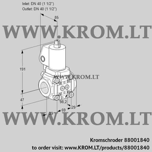 Kromschroder VAS 240R/NQSL, 88001840 gas solenoid valve, 88001840