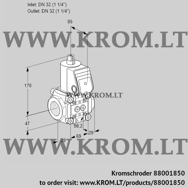 Kromschroder VAS 2T32N/NQ, 88001850 gas solenoid valve, 88001850