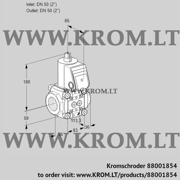 Kromschroder VAS 3T50N/NQ, 88001854 gas solenoid valve, 88001854