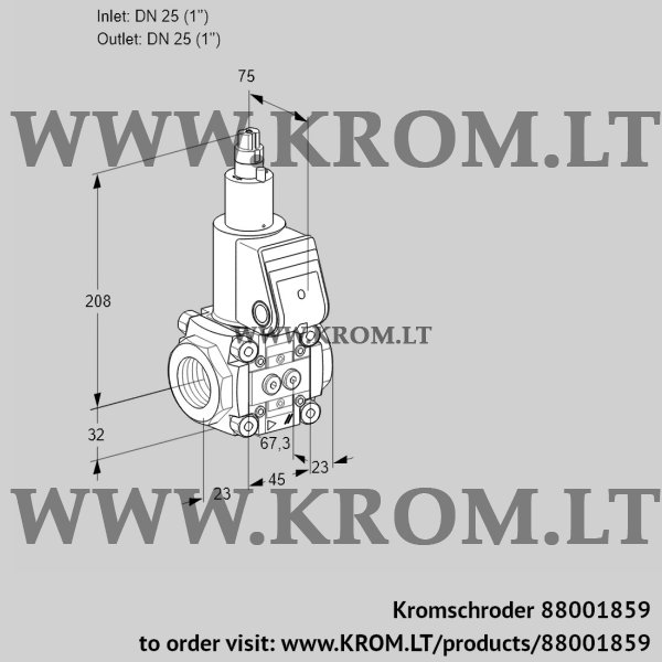 Kromschroder VAS 1T25N/LQ, 88001859 gas solenoid valve, 88001859