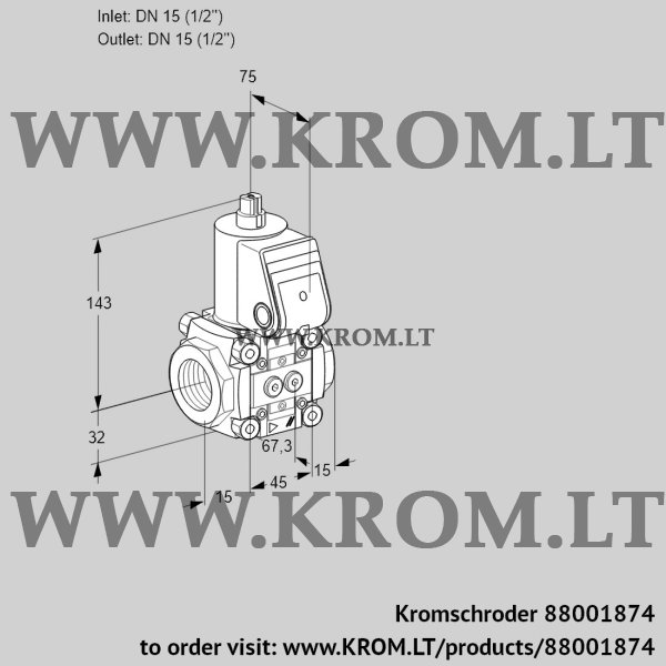 Kromschroder VAS 1T15N/NQ, 88001874 gas solenoid valve, 88001874