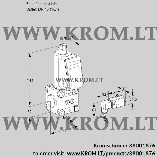 Kromschroder VAS 1T-0/15N/NQ, 88001876 gas solenoid valve, 88001876