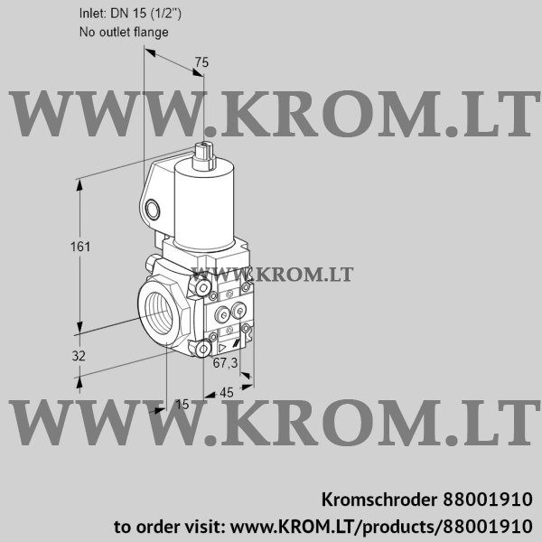 Kromschroder VAS 1T15/-N/NQSL, 88001910 gas solenoid valve, 88001910