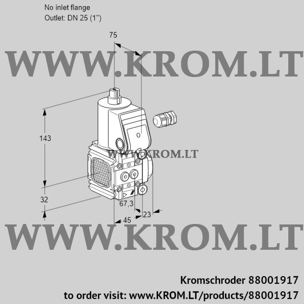 Kromschroder VAS 1-/25R/NQ, 88001917 gas solenoid valve, 88001917