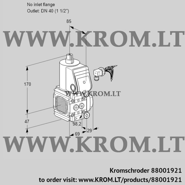 Kromschroder VAS 2-/40R/NW, 88001921 gas solenoid valve, 88001921