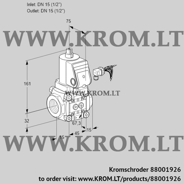 Kromschroder VAS 115R/NWSR, 88001926 gas solenoid valve, 88001926