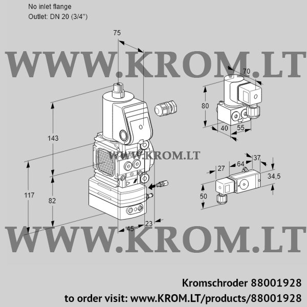 Kromschroder VAG 1-/20R/NWAE, 88001928 air/gas ratio control, 88001928