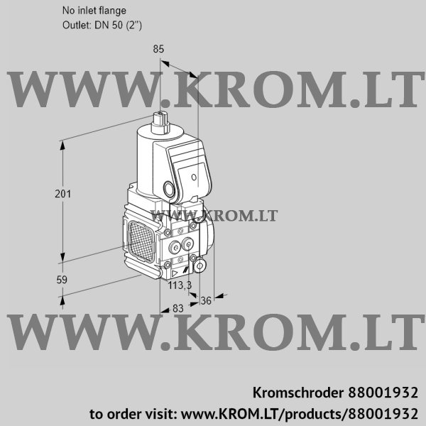 Kromschroder VAS 3T-/50N/NQSR, 88001932 gas solenoid valve, 88001932